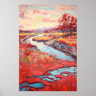 Country Landscape Watercolor Painting Poster
