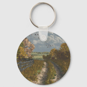 Country Lane in Fall Keychain