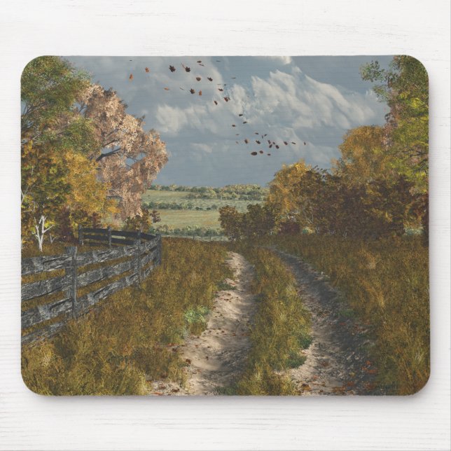 Country Lane in Fall Mouse Pad (Front)
