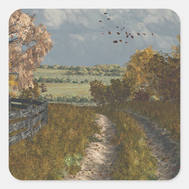 Country Lane in Fall Square Sticker (Front)