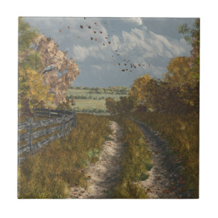 Country Lane in Fall Tile