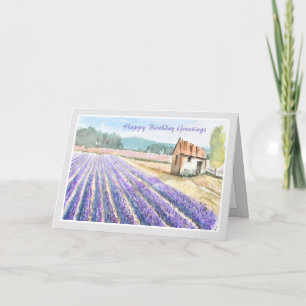 Country Lavender Field Bonne carte d'anniversaire