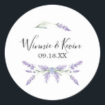 Country Lavender Wedding Stickers<br><div class="desc">Country Lavender Wedding Sticker. Designed with purple hand painted lavender flowers with watercolor type stylizing. This is a country style design for spring, summer and outdoor weddings. Customize this design with your wedding date and bride and groom's names. The background colour is set to white, however you can choose a...</div>