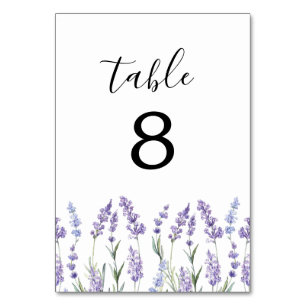 Country Lavender Wedding Table Number