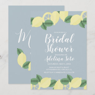 Country Lemon Boho Blush Blue Bridal Shower Invitation