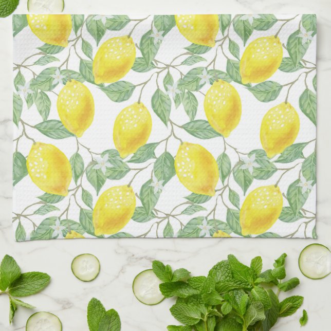 Country Lemon Pattern Kitchen Towel (Folded)