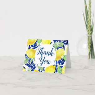 Country Lemons & Blue Floral Thank You Card