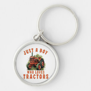 Country Life Boy who loves tractors Keychain