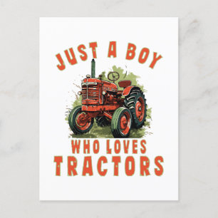Country Life Boy who loves tractors Postcard