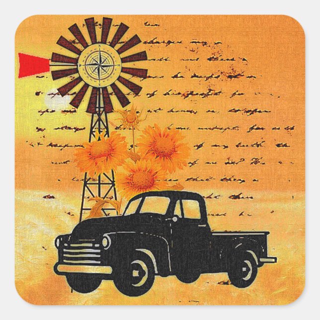 Country life square sticker (Front)
