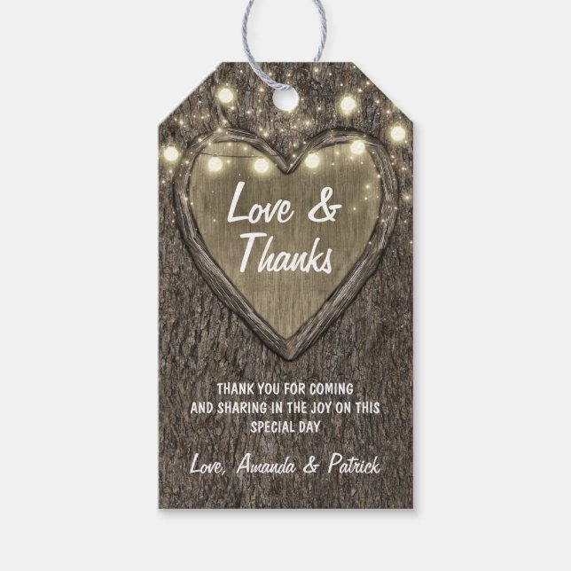 Country Lights Rustic Oak Tree Wedding Thank You Gift Tags (Front)