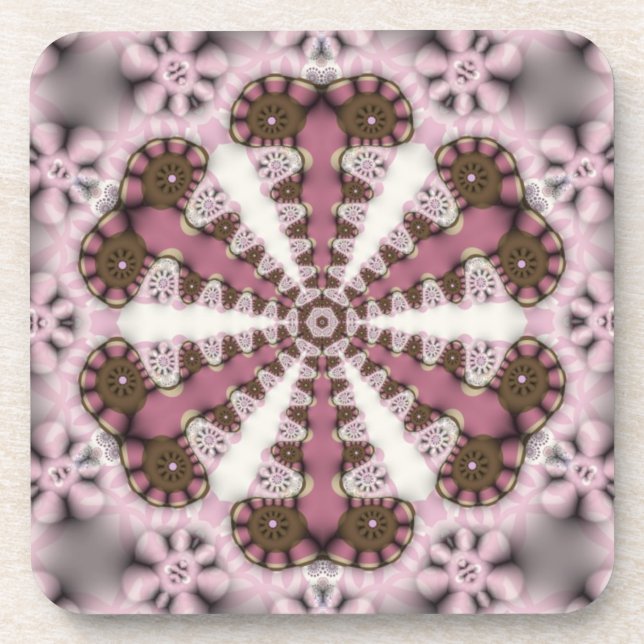 Country Mandala Pink Earth : Set of Six Coaster (Front)