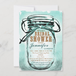 Country Mason Jar Bridal Shower Invitations