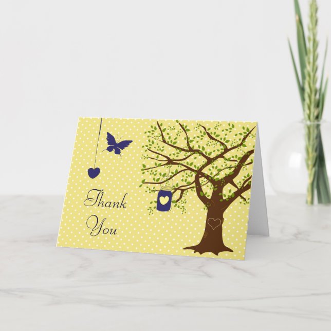 Country Mason Jar Navy et Yellow Carte de remercie (Devant)