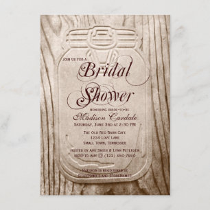Country Mason Jar Rustic Bridal Shower Invitations