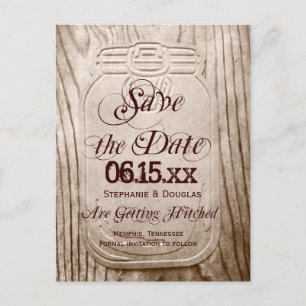 Country Mason Jar Rustic Save the Date Postcards