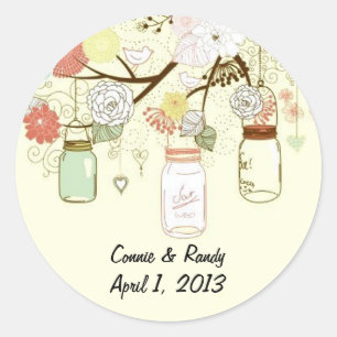 Country Mason Jar Wedding Stickers