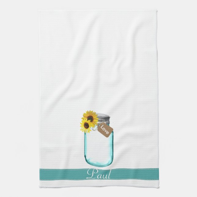 "Country Mason Jar Wedding Towel" Kitchen Towel (Vertical)