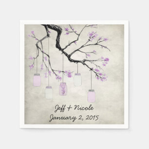Country Mason Jars in Lavender Wedding Napkin