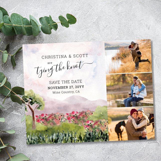 Country Meadow Watercolor 3 Photo Save The Date (Creator Uploaded)