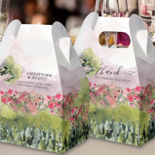 Country Meadow Watercolor Dusty Rose Wedding Favor Box
