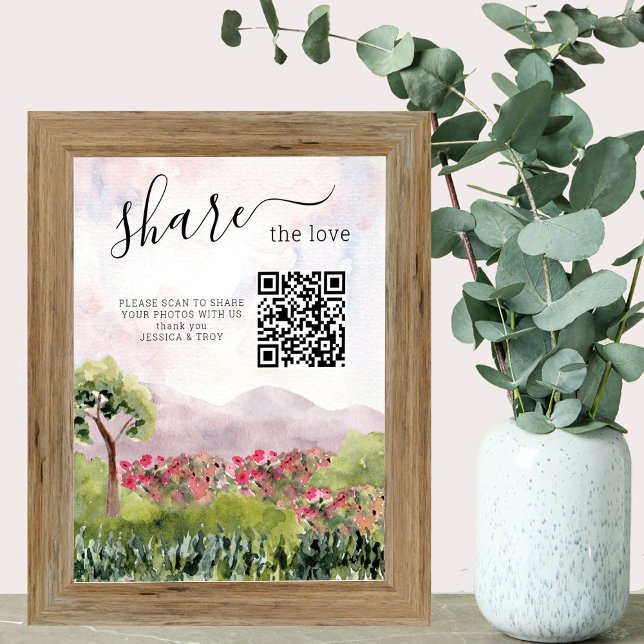Country Meadow Wedding Photo Sharing Sign (Wedding photo sharing sign from the Country Meadow collection by Darling & May)