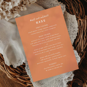 Country Menu Minimal Solid Colour Dinner Menu Card