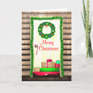 Country Merry Christmas Door Holiday Card