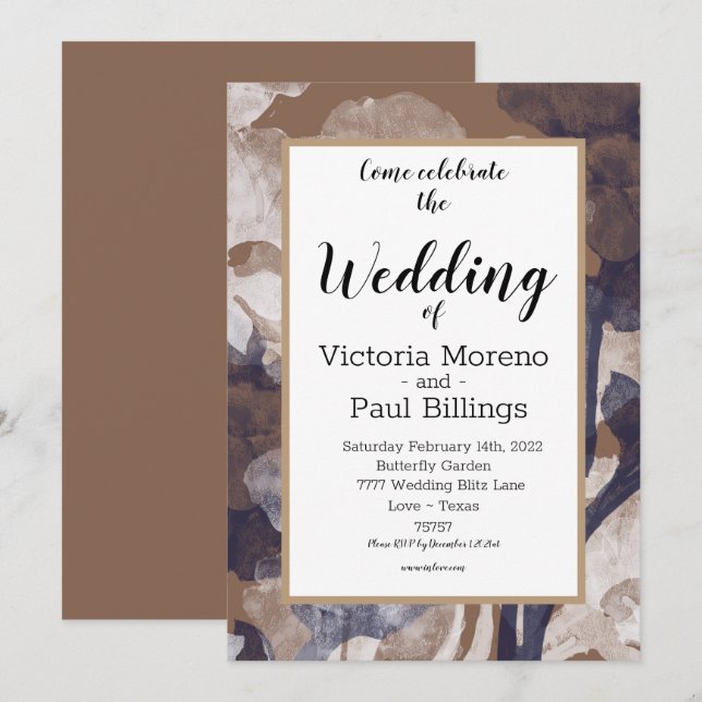 Country Modern Texture Cotton Blue Design Invitation (Front/Back)
