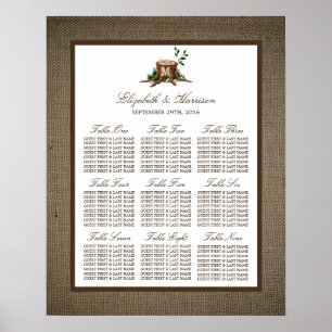 Country Monogram Tree Burlap Wedding Seating Chart