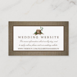 Country Monogram Tree & Burlap Wedding Website Enclosure Card