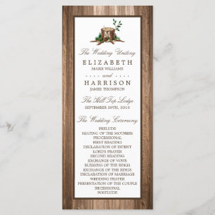 Country Monogram Tree & Wood Wedding Program
