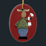 Country Moose Ceramic Christmas Ornament<br><div class="desc">Text can be added to this ornament to make a personalized holiday gift. If you need help, just click on the contact link below to send the designer a personal detailed message.</div>