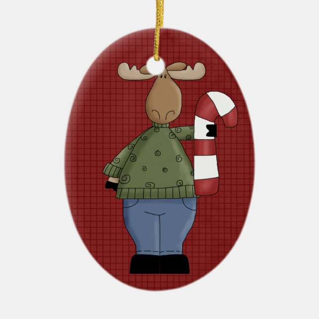 Country Moose céramique ornement de Noël (Devant)