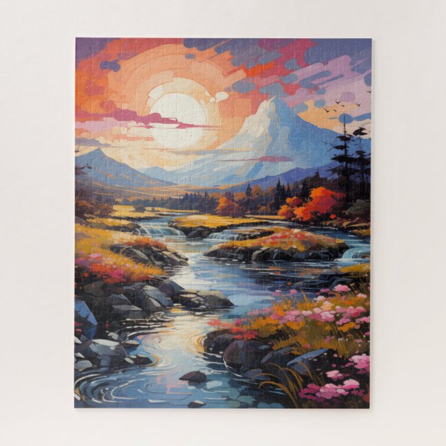 Country Morning Stream Nature Jigsaw Puzzle (Vertical)