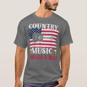 Country Music America Beer Lover USA Flag Guitar T T-Shirt