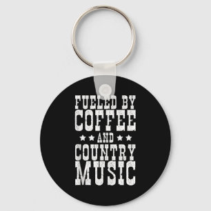 Country Music & Coffee - Funny Quote Western M Keychain