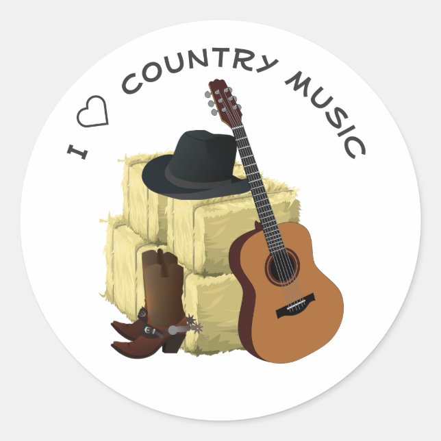 Country Music Classic Round Sticker (Front)