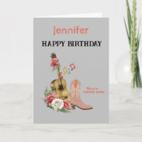 Country Music Happy Birthday card. Editable