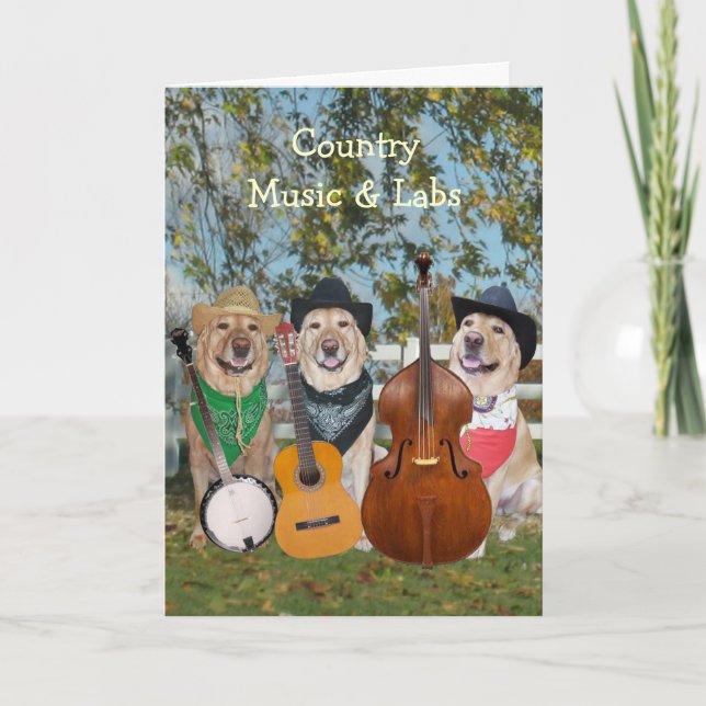 Country Music & Labs Customizable Birthday Card (Front)