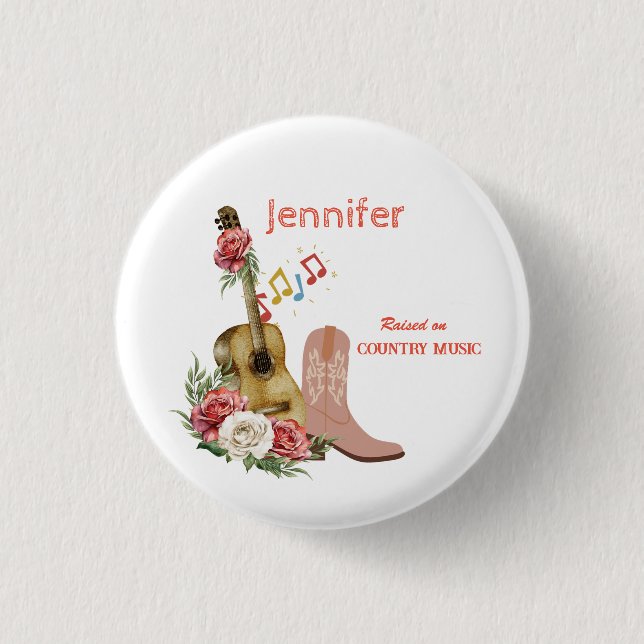 Country Music Personalized  1 Inch Round Button (Front)