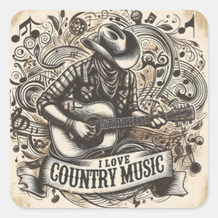Country music. square sticker