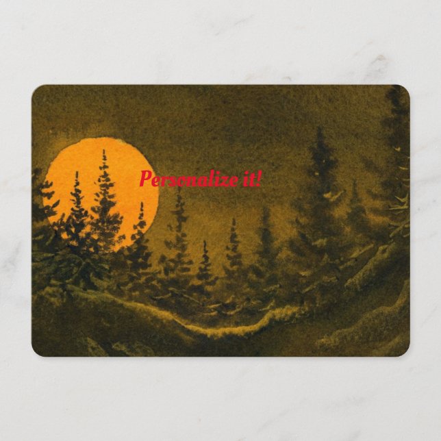 Country night landscape; hunter's or harvest moon enclosure card (Front)