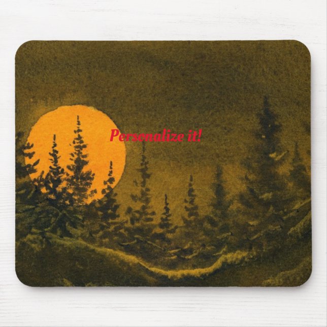 Country night landscape; hunter's or harvest moon mouse pad (Front)