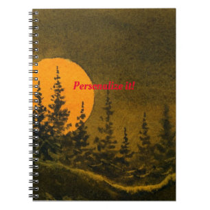 Country night landscapes; hunter's or harvest moon notebook