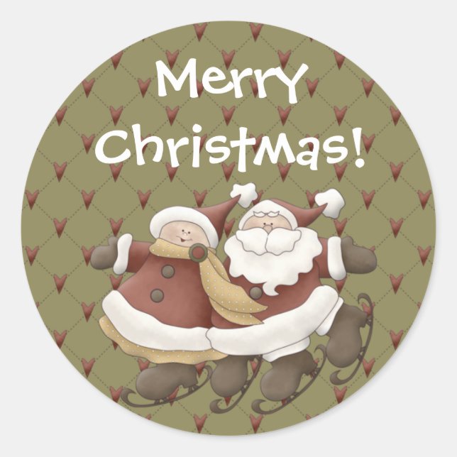 Country Nowel Père Noël Sticker de Noël (Devant)