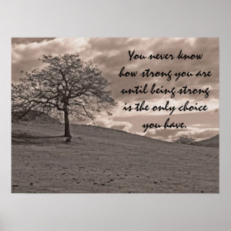 Country Oak Tree Sepia Poster