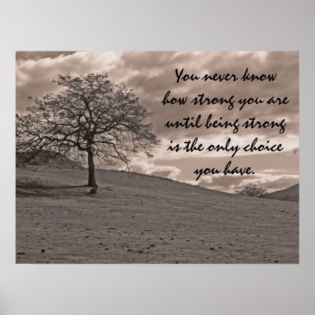Country Oak Tree Sepia Poster (Front)