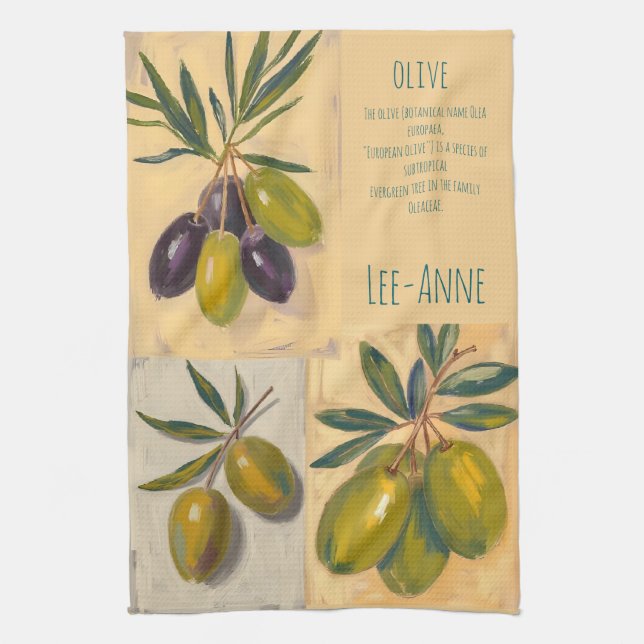 Country Olive Watercolor Kitchen– Cozy olive Kitchen Towel (Vertical)
