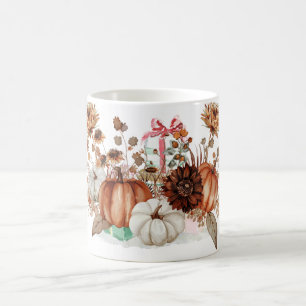 Country Orange and White Pumpkin Coffee Mug